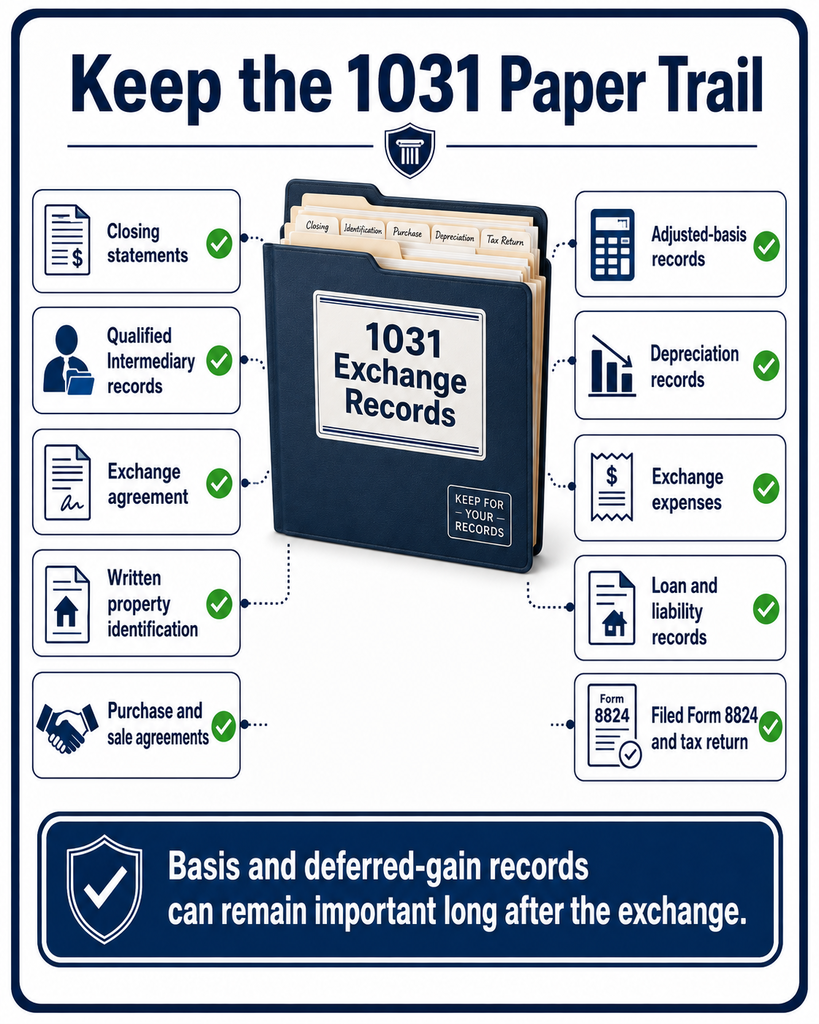 Checklist of documents and records needed to support 1031 exchange tax reporting